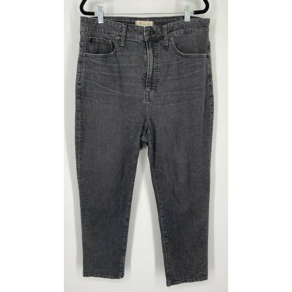 Madewell The Curvy Perfect Vintage Jeans Sz 31 High Rise Stretch Crop Denim Gray - Picture 1 of 12